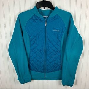 Columbia Quilted Fleece Jacket Full Zip Up Teal
